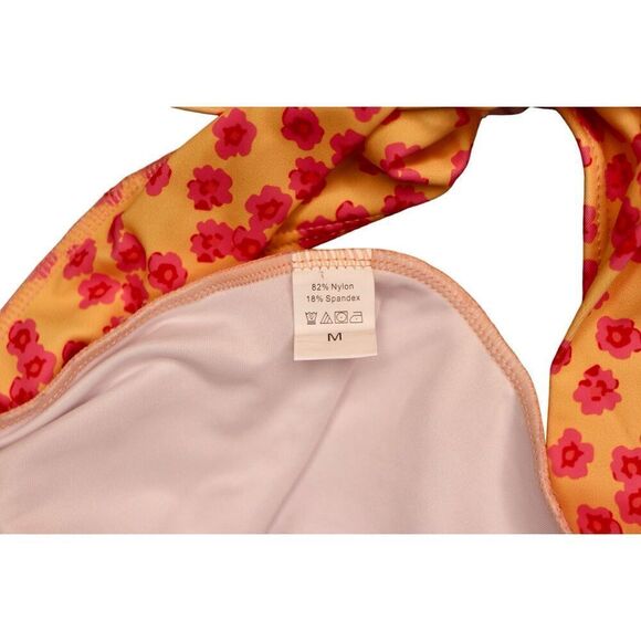 Xhilaration Pink Yellow Floral 2pc Bikini Cheeky Bottom Swimsuit sz MEDIUM - Picture 11 of 12